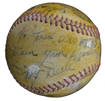 1930s Hall of Fame Baseball Signed By Dean, Frisch, Jackson, Hubbell and Terry